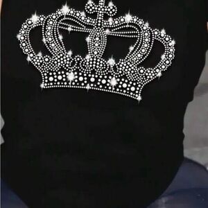 Black Crown Embellished Short Sleeve Tee
